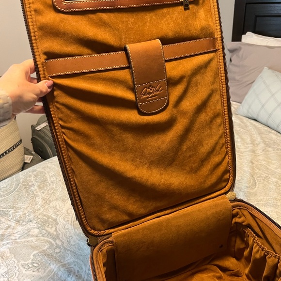 Patricia Nash Vintage Map Print Tan Leather Carryon Vertical Suitcase - Picture 7 of 15